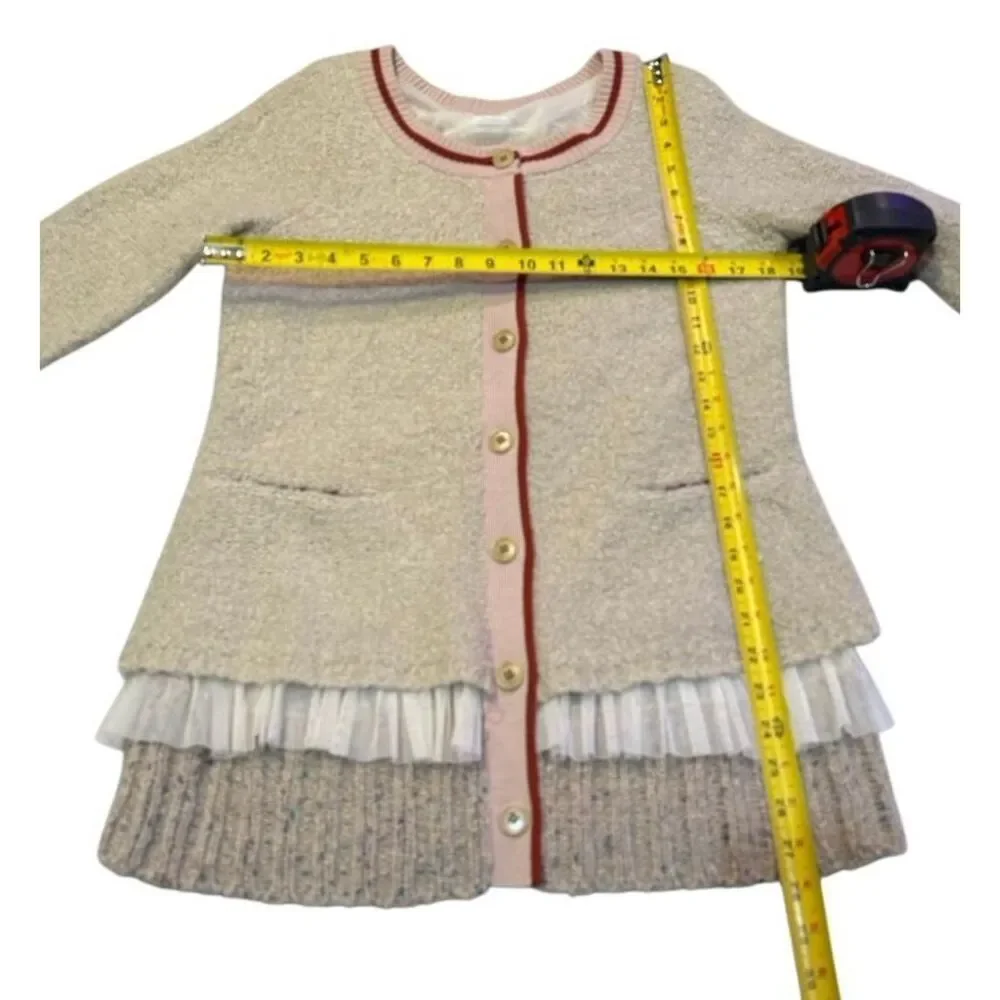 Charlie & Robin Anthropologie Wool Blend Romantic Boho Tiered Tulle Cardigan M